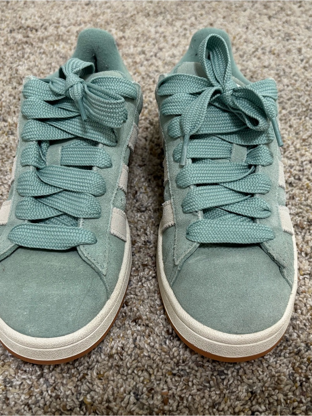 adidas Women's Suede Sneakers in Sage Green with Cream Accents